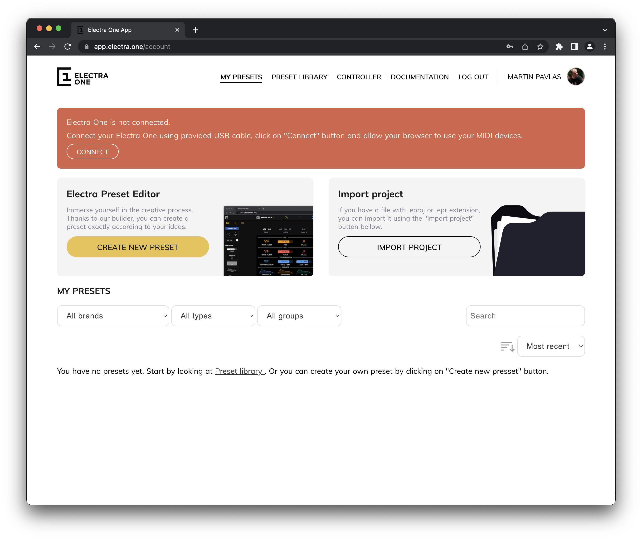 Application preset library