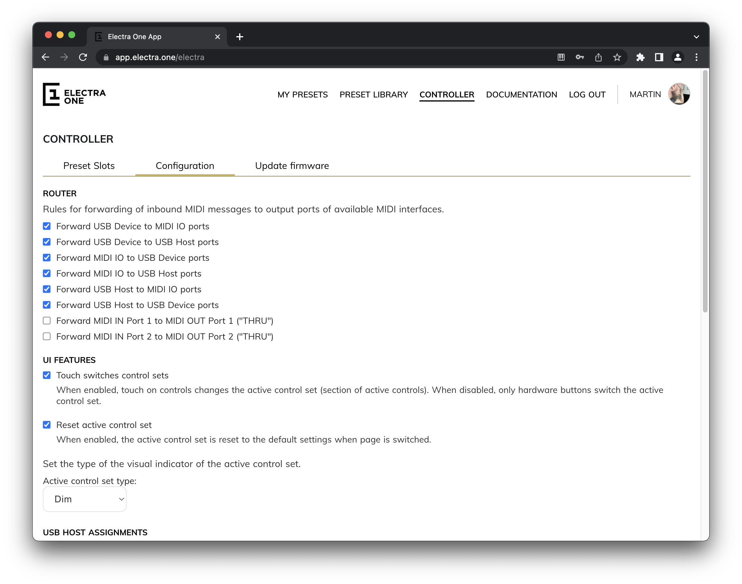 Controller configuration