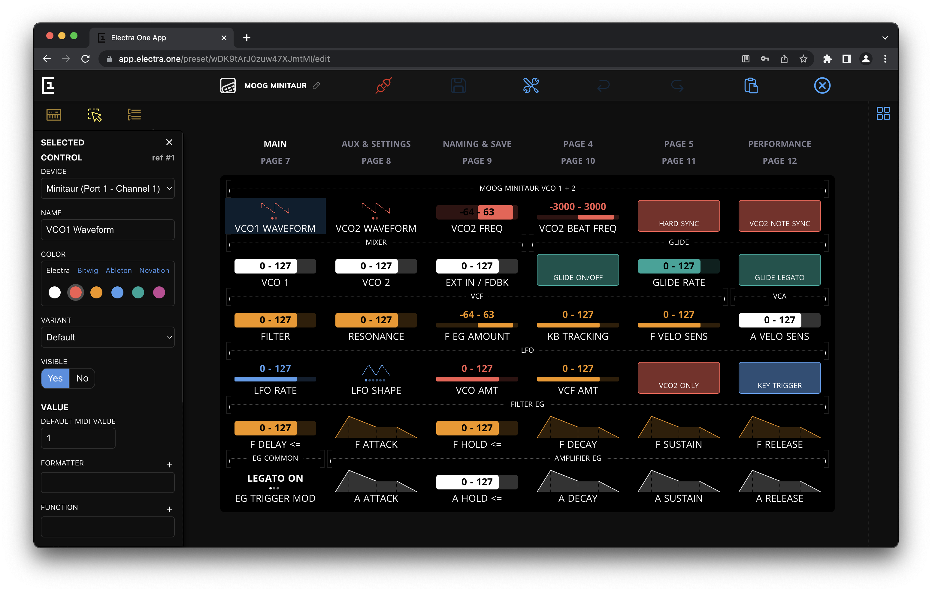 Control detail in sidebar