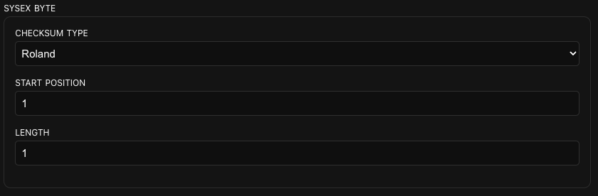 Sysex Editor checkum